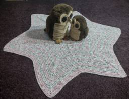 Baby, Toddler Blanket/Playmat in Mottled Pink & Silver Brown. 55 - thumbnail 1