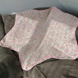 Baby, Toddler Blanket/Playmat in Mottled Pink & Silver Brown. 55 - thumbnail 4