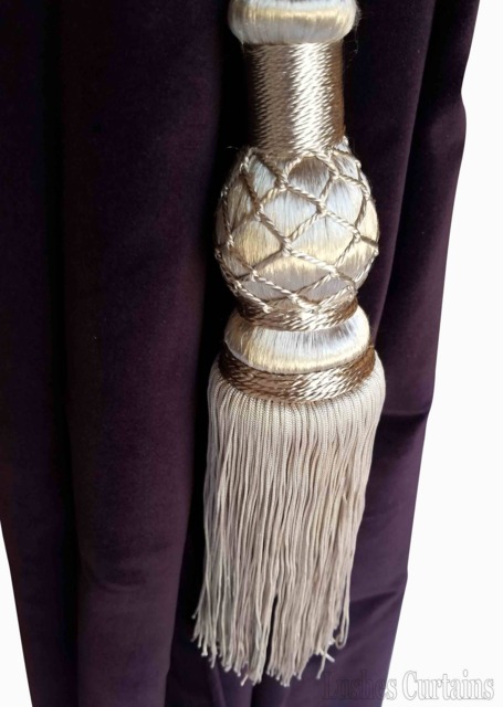 1 Gray Beautiful Luxurious Vintage Look Handmade Window Treatment Curtain Drapery Tassel Double Cord/Rope Tieback/Holdback Drape Pull Back - image 1
