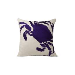Embroidered Coral Pillow Cover On Linen For Ocean Theme Cushion - Coastal Beach House Throw Nautical Decor Or Seaside - thumbnail 3