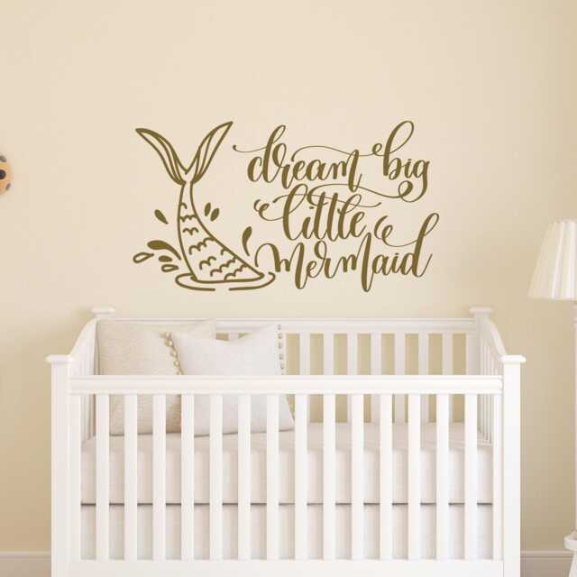 Mermaid Nursery Wall Decal Dream Big Girls Room Decor Lw2 - image 1