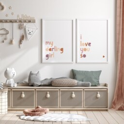 My Darling Girl I Love You So, Set Of 2, Girls Pastel Nursery Prints. Wall Art, Bedroom Prints, Home Decor - thumbnail 3