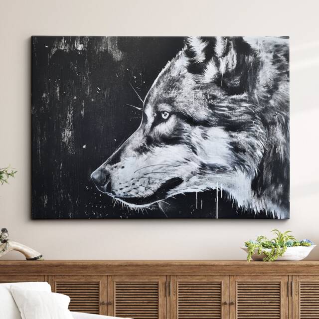 Wolf Animal Spraypaint Stencil Style Fine Art Painting Framed Poster Print & Canvas Wall Living Home Decor Interior Gift - image 1