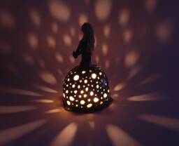 Lady Night, Ceramic Lantern, Handmade Figurine, Decor, Handformed Ceramic, Embeceramics