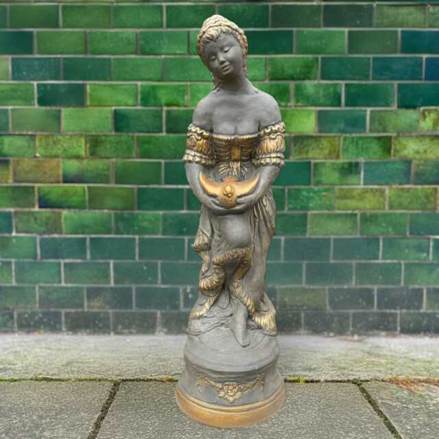 Concrete Woman With Bird Statue Stone Lady Figurine Classic Garden Sculpture Cement Outdoor Decor Elegant Yard Ornament Timeless Home Gift - image 1