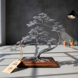 Handmade Wire Bonsai Tree Engraved Tree Of Life, Meditation Decor - thumbnail 3