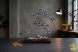 Handmade Wire Bonsai Tree Engraved Tree Of Life, Meditation Decor