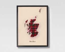 Clan Macrae Scottish Tartan Map - Of Scotland Family Wall Decor, Ready To Hang - thumbnail 1
