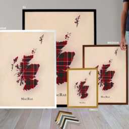 Clan Macrae Scottish Tartan Map - Of Scotland Family Wall Decor, Ready To Hang - thumbnail 3
