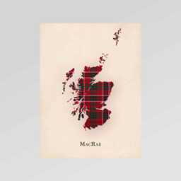 Clan Macrae Scottish Tartan Map - Of Scotland Family Wall Decor, Ready To Hang - thumbnail 2