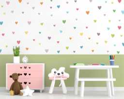 Pastel Heart Wall Decals Rainbow Nursery Decor, Pack Of 90 - thumbnail 1