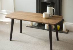 Mid Century Modern Wooden Coffee Table - Oak With Black Legs Scandi Ercol Inspired Furniture