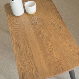 Mid Century Modern Wooden Coffee Table - Oak With Black Legs Scandi Ercol Inspired Furniture - thumbnail 3