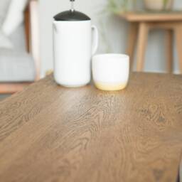 Mid Century Modern Wooden Coffee Table - Oak With Black Legs Scandi Ercol Inspired Furniture - thumbnail 2