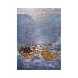 Mermaid Vintage Art Print Poster Wall Antique Book Quirky Illustration Fairy Tale Edmund Dulac Sea Ocean Victorian Edwardian Beautiful A3 - thumbnail 1