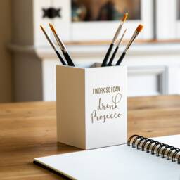 Funny Prosecco Pen Holder Laser Engraved Wooden Pencil Pot - Lc253 - thumbnail 2