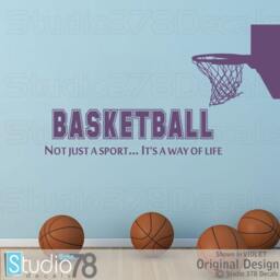 Basketball Hoop Wall Decal - Sports Room Decor, Boys Vinyl Art - thumbnail 3