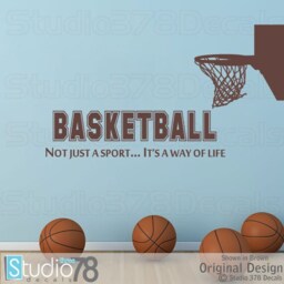 Basketball Hoop Wall Decal - Sports Room Decor, Boys Vinyl Art - thumbnail 2