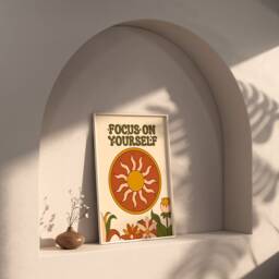 Retro Sunshine Print 70S Floral, Bohemian Art - thumbnail 3