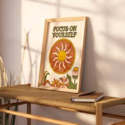 Retro Sunshine Print 70S Floral, Bohemian Art - thumbnail 2