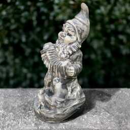 Funny Gnome With Accordion Concrete Musician Statue Cement Yard Decoration Outdoor Figurine Stone Folk Music Ornament Lover Gift - thumbnail 4
