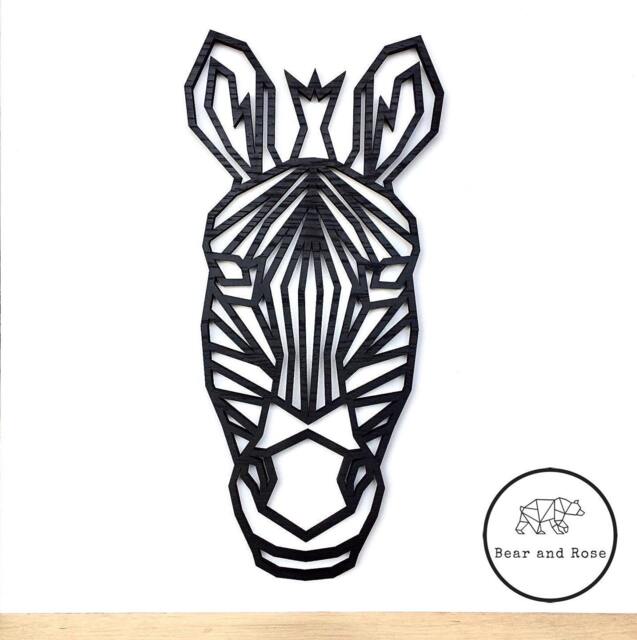 Geometric Zebra Head - Wooden Wall Art Home Nursery Animal Safari Africa Wildlife - image 1