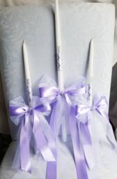 Greek Orthodox Baptism Candles Lambada Christening Lavender Purple - thumbnail 1