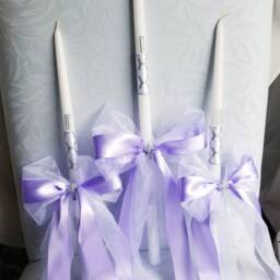 Greek Orthodox Baptism Candles Lambada Christening Lavender Purple - thumbnail 3