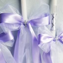 Greek Orthodox Baptism Candles Lambada Christening Lavender Purple - thumbnail 2