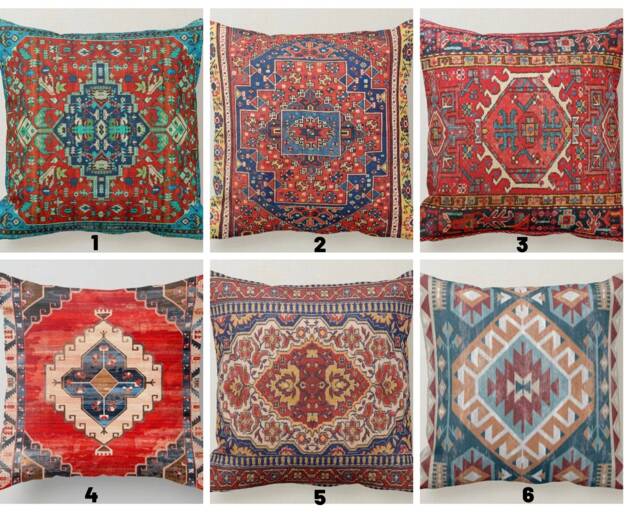 Vintage Look Rug Cushion Cover/Terracotta Pillow Case/Kilim Pattern Case/Turkish Cover/Worn Looking Top - image 1