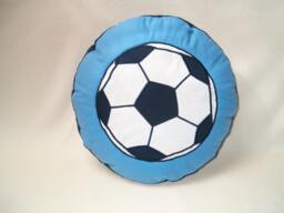 Football Fan Gift, Soccer Pillow, Ball Pillow - Blue & White Cushion - thumbnail 1