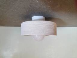 Handmade Gray Ceramic Ceiling Light - Carved Pattern Flush Mount