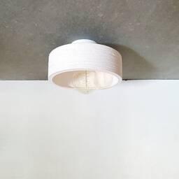 Handmade Gray Ceramic Ceiling Light - Carved Pattern Flush Mount - thumbnail 4