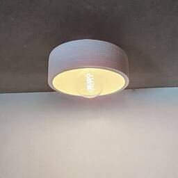 Handmade Gray Ceramic Ceiling Light - Carved Pattern Flush Mount - thumbnail 3