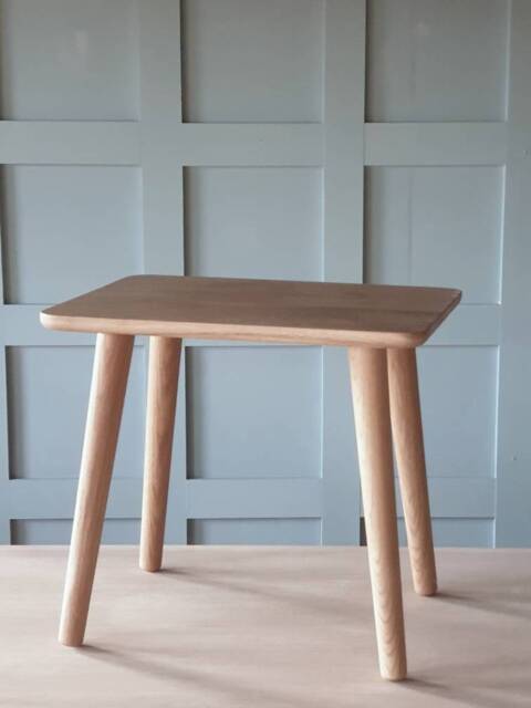 Mid Century Modern Wood Side Table - Small Oak Scandi Square Coffee Beside Furniture - image 1