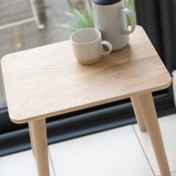 Mid Century Modern Wood Side Table - Small Oak Scandi Square Coffee Beside Furniture - thumbnail 4