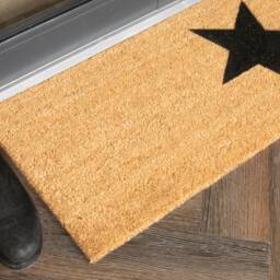 star Double Door Mat - Black Doormat Coir Patio Long Anti Slip New House Gift 120cmx40cm - thumbnail 2