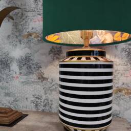 Green Velvet Lampshade With Tropical Wonderland Lining, Large Ceiling Lightshade - thumbnail 2