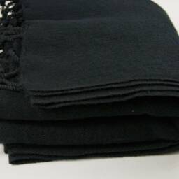 Handwoven Black Yak Wool Blanket Large Meditation Shawl, Travel Wrap - thumbnail 2