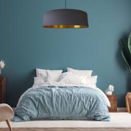 Extra Large Dark Grey Cotton Lampshade With Gold Lining - thumbnail 2