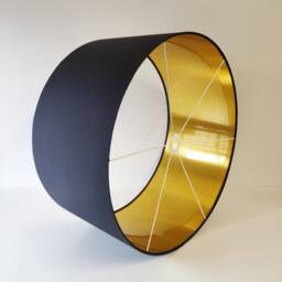 Extra Large Dark Grey Cotton Lampshade With Gold Lining - thumbnail 3