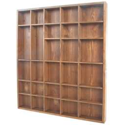 Wooden Display Trinkets Shelf 28 Compartments Shadow Box Small Items Cabinet Miniatures Crystals Wall Rack Shallow Grids Tray Hand-stained - thumbnail 2
