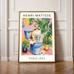 Funny Cat Bathroom Wall Art Ragdoll Toilet Poster Matisse Inspired Print Guest Decor Quirky Lover Gift Powder Room Humor - thumbnail 1