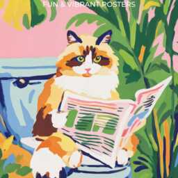 Funny Cat Bathroom Wall Art Ragdoll Toilet Poster Matisse Inspired Print Guest Decor Quirky Lover Gift Powder Room Humor - thumbnail 3