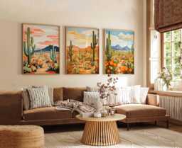 Set Of 3 Saguaro National Park Posters, Vintage Travel Prints, Usa Desert Wall Art, Arizona Landscape Decor, Southwest Poster - thumbnail 1