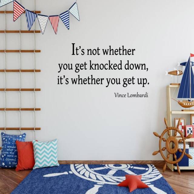 It's Not Whether You Get Knocked Down Up Inspirational Vince Lombardi Vinyl Wall Decal - Vwaq - image 1