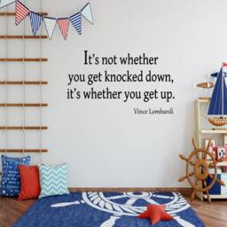 It's Not Whether You Get Knocked Down Up Inspirational Vince Lombardi Vinyl Wall Decal - Vwaq - thumbnail 1