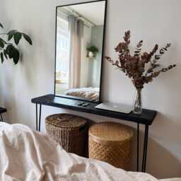Wall Console - Black Oiled Sideboard Reclaimed Wood Table Construction Timber Dressing Solid Scaffold Plank Sustainable Minimalist - thumbnail 2