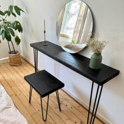 Wall Console - Black Oiled Sideboard Reclaimed Wood Table Construction Timber Dressing Solid Scaffold Plank Sustainable Minimalist - thumbnail 3