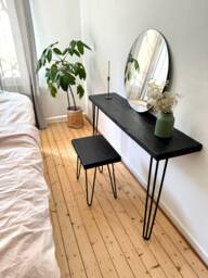 Wall Console - Black Oiled Sideboard Reclaimed Wood Table Construction Timber Dressing Solid Scaffold Plank Sustainable Minimalist - thumbnail 1